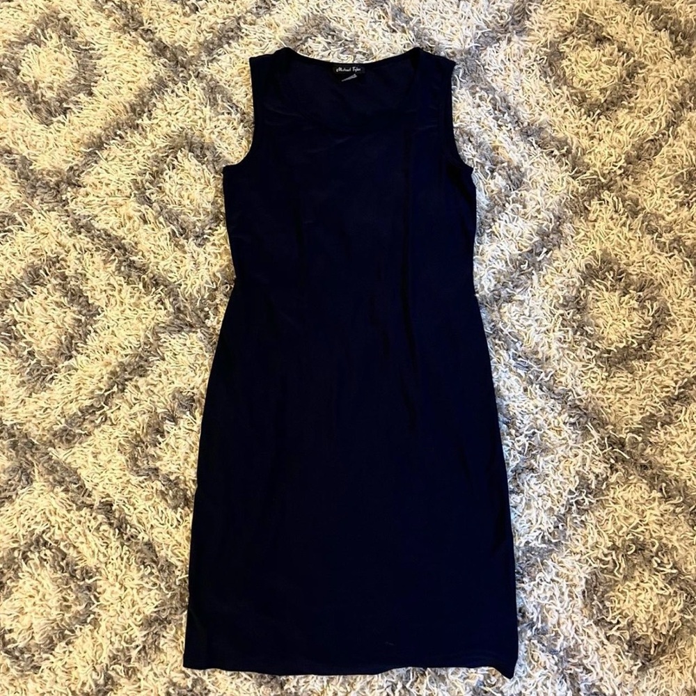 Elegant Navy Sleeveless Midi Dress